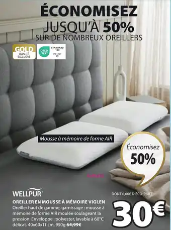JYSK OREILLER EN MOUSSE À MÉMOIRE VIGLEN offre