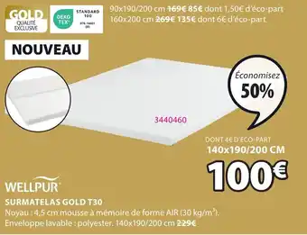 JYSK SURMATELAS GOLD T30 offre