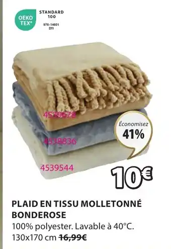 JYSK PLAID EN TISSU MOLLETONNÉ BONDEROSE offre