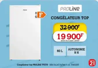 Darty Congélateur top PROLINE TTZ73-H84.5xL47.5xP44.5 cm. 7049293 offre