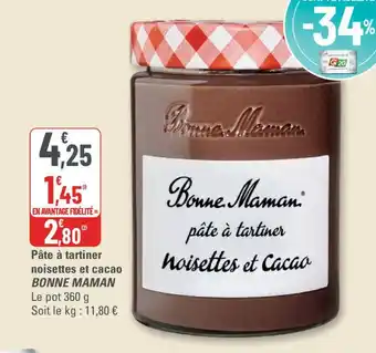 G20 Pâte à tartiner noisettes et cacao BONNE MAMAN offre