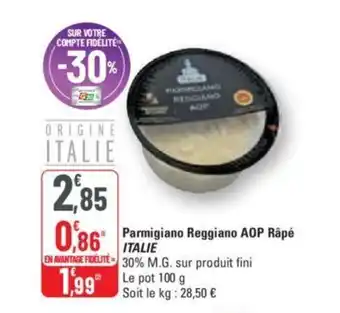 G20 Parmigiano Reggiano AOP Râpé ITALIE offre
