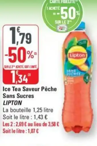 G20 Ice Tea Saveur Pêche Sans Sucres LIPTON offre