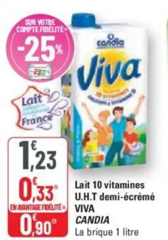 G20 Lait 10 vitamines U.H.T demi-écrémé VIVA CANDIA offre