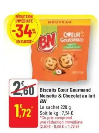 G20 Biscuits Cœur Gourmand Noisette & Chocolat au lait BN offre