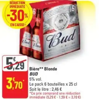 G20 Bière** Blonde BUD offre