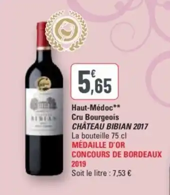 G20 Haut-Médoc** Cru Bourgeois CHÂTEAU BIBIAN 2017 offre