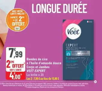 G20 Bandes de cire à l'huile d'amande douce Corps et Jambes VEET EXPERT offre
