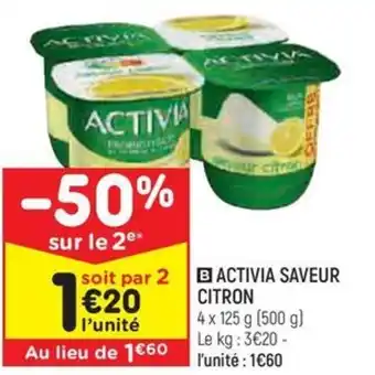 Leader Price ACTIVIA SAVEUR CITRON offre