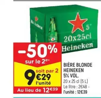 Leader Price BIÈRE BLONDE HEINEKEN 5% VOL. offre