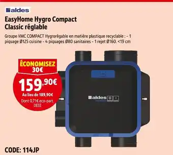Screwfix aldes EasyHome Hygro Compact Classic réglable offre