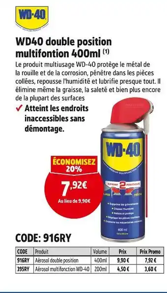 Screwfix WD-40 WD40 double position multifontion 400ml (1) offre