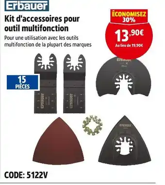 Screwfix Erbauer Kit d'accessoires pour outil multifonction offre