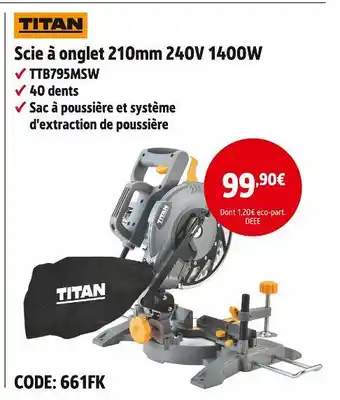 Screwfix TITAN Scie à onglet 210mm 240V 1400W offre