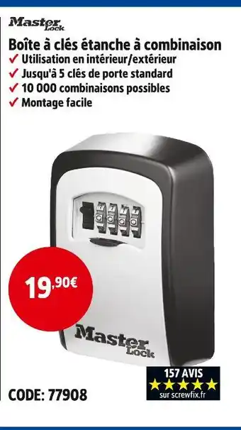 Screwfix Master Lock Boîte à clés étanche à combinaison offre