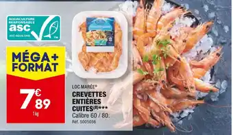 ALDI LOC MARÉE CREVETTES ENTIÈRES CUITES offre