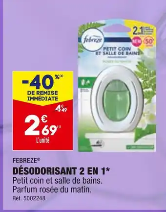 ALDI FEBREZE DÉSODORISANT 2 EN 1 offre