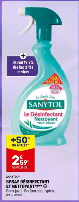 ALDI SANYTOL SPRAY DÉSINFECTANT ET NETTOYANT offre
