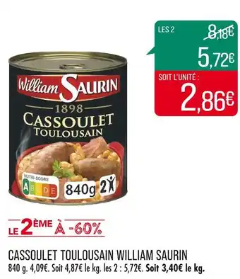 Match WILLIAM SAURIN CASSOULET TOULOUSAIN offre