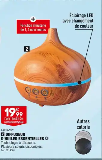 ALDI AMBIANO DIFFUSEUR D’HUILES ESSENTIELLES offre