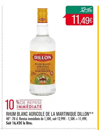 Match DILLON RHUM BLANC AGRICOLE DE LA MARTINIQUE offre
