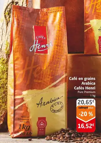 Colruyt Cafés Henri Café en grains Arabica offre