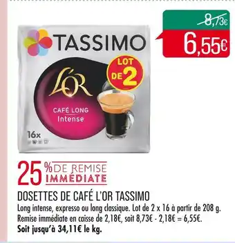 Match TASSIMO / L’OR DOSETTES DE CAFÉ offre