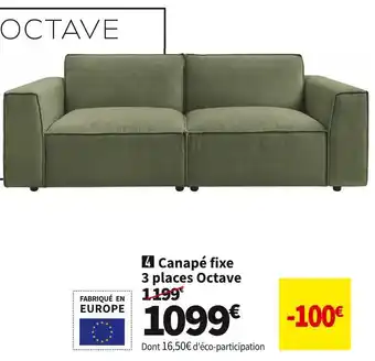 Conforama CANAPE FIXE 3 PLACES OCTAVE offre