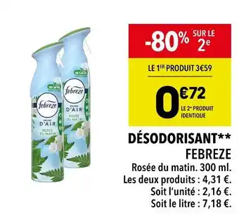 Supeco FEBREZE DÉSODORISANT offre
