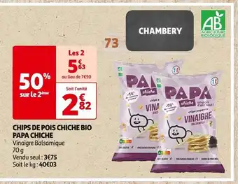 Auchan Supermarché PAPA CHICHE CHIPS DE POIS CHICHE BIO offre