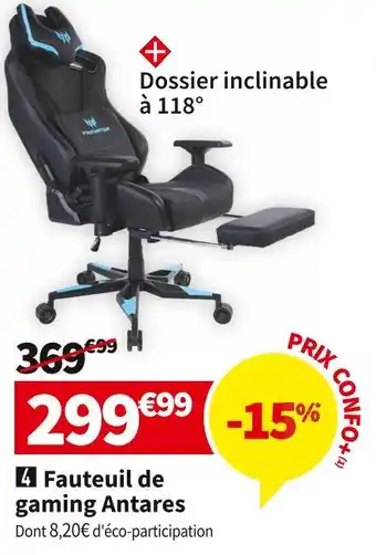 Conforama PREDATOR FAUTEUIL GAMING BICOLORE ANTARES offre