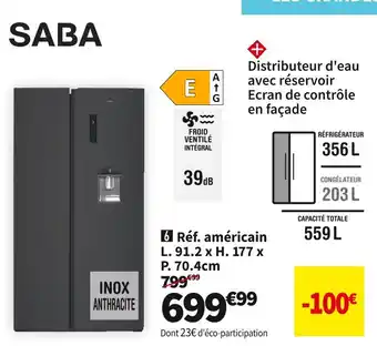 Conforama SABA RÉF. AMÉRICAIN SBS5621WDDK offre