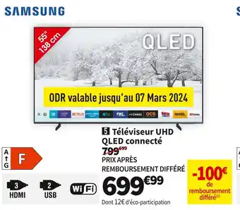 Conforama SAMSUNG TÉLÉVISEUR UHD QLED CONNECTÉ TQ55Q67C offre