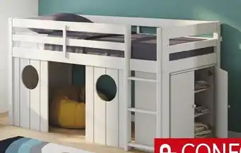 Conforama Lit mi-haut 90x190 cm Blanc offre