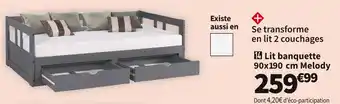 Conforama LIT BANQUETTE 90X190 CM MELODY offre