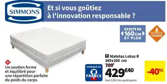 Conforama SIMMONS  MATELAS RESSORTS ENSACHÉS LOTUS-R offre