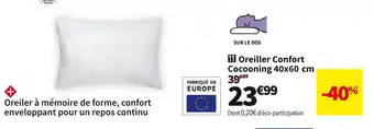 Conforama BULTEX OREILLER CONFORT COCOONING 40X60 CM offre