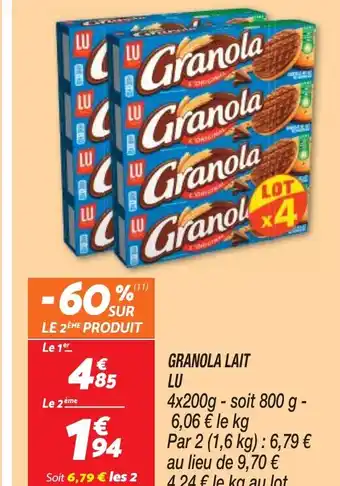 Netto GRANOLA LAIT LU offre