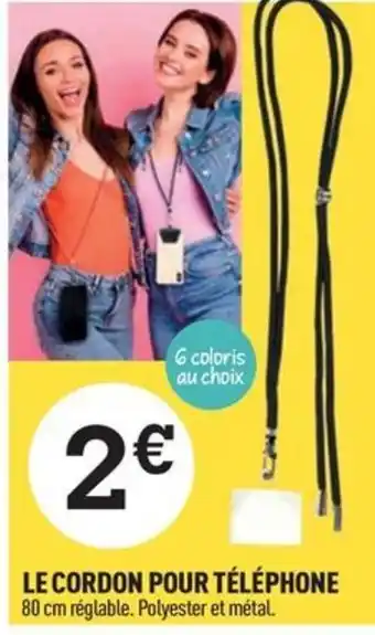 Centrakor LE CORDON POUR TÉLÉPHONE 80 cm réglable. Polyester et métal. offre