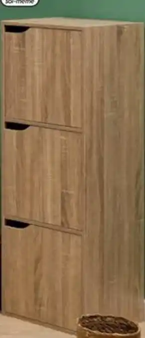 Centrakor L'ÉTAGÈRE 3 CASES 34,5x32x100,5 cm. Bois naturel. offre