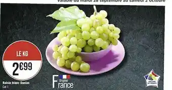 Casino Supermarchés Raisin Blanc Danias offre