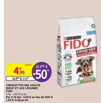 Intermarché Croquettes Mix Adulte Bœuf Et Aux Légumes Fido offre