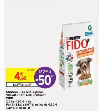 Intermarché Croquettes Mix Senior Volaille Et Aux Légumes Fido offre