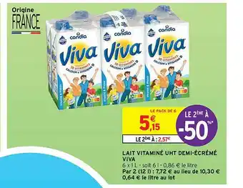 Intermarché Contact Lait Vitaminé Uht Demi-écrémé Viva offre