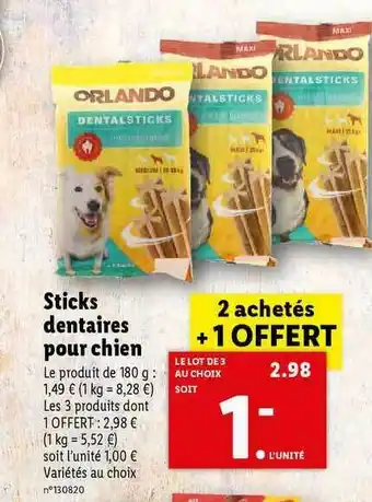 Lidl Sticks Dentaires Pour Chien Orlando offre