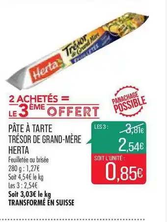 Match Pâte à Tarte Trésor De Grand-mère Herta offre