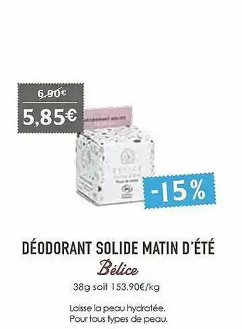 Déodorant Solide Matin D'été Bélice