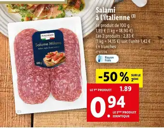 Lidl ITALIAMO Salami à l’italienne offre