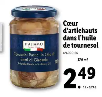 Lidl ITALIAMO Cœur d’artichauts dans l’huile de tournesol offre