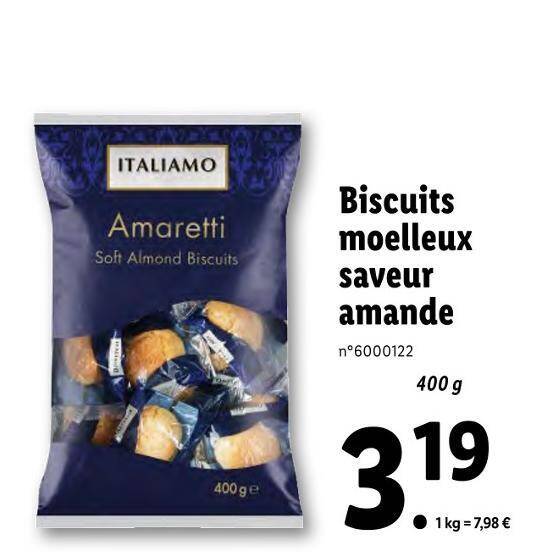 Promo ITALIAMO Biscuits moelleux saveur amande chez Lidl